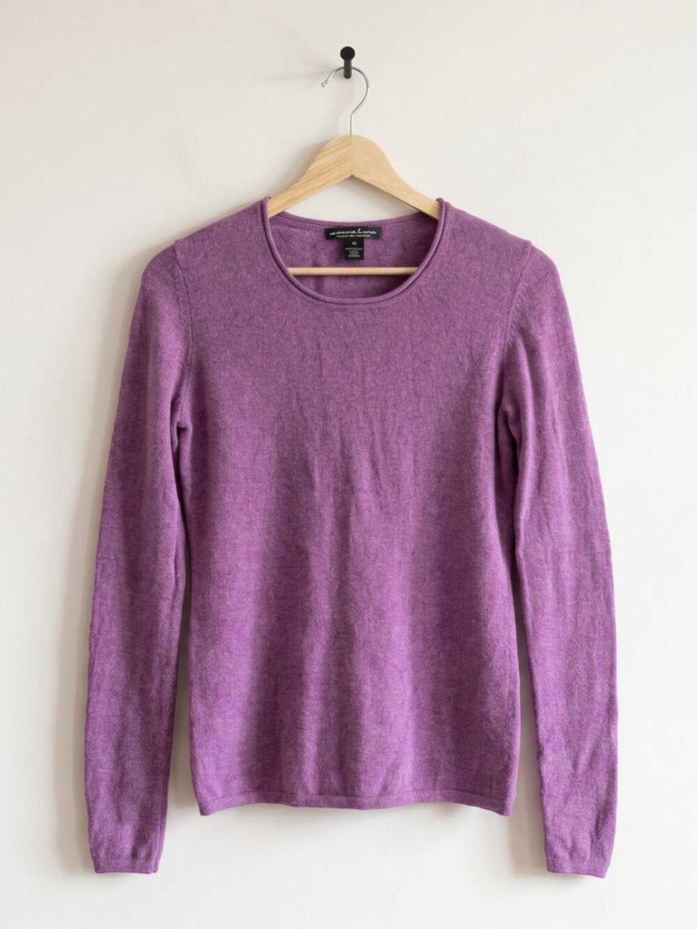 Marina Luna 100% 2-Ply Cashmere Purple Crew Neck Sweater Size M